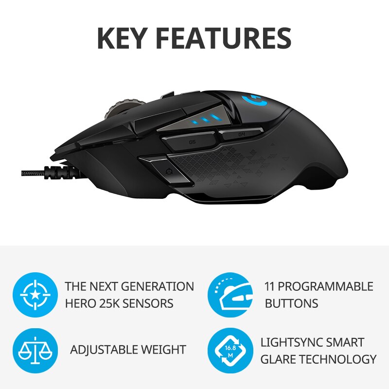 Logitech G502hero Master Wired - Esports Gaming Mouse Weight Adjustable recensie en prijs