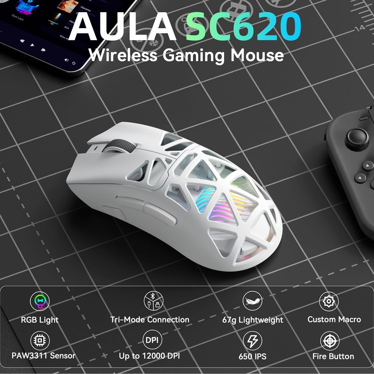 AULA SC620 New Gaming Mouse Wi - Esports Gaming Mouse Weight Adjustable recensie en prijs