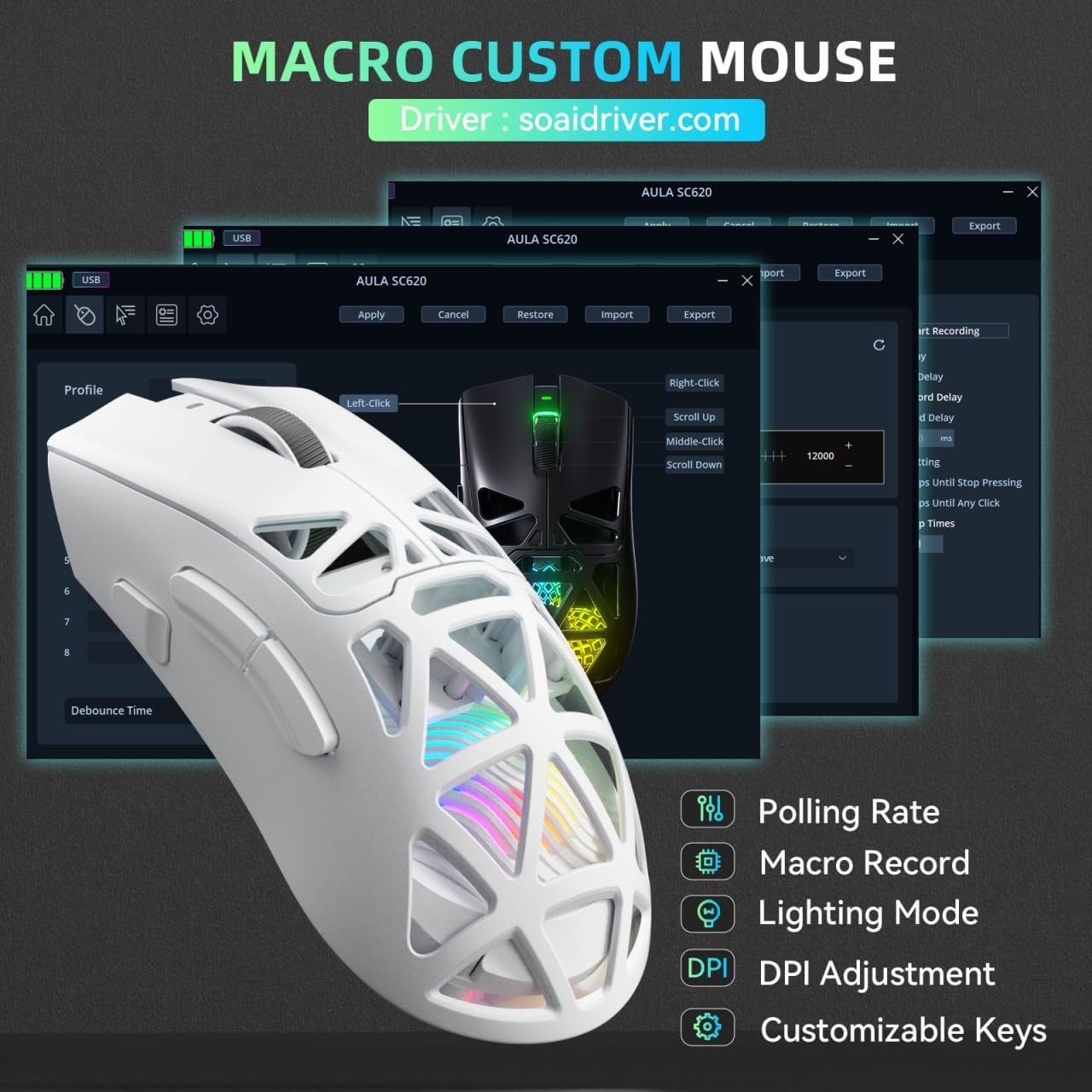 AULA SC620 Wireless Mouse Wire - Esports Gaming Mouse Weight Adjustable recensie en prijs